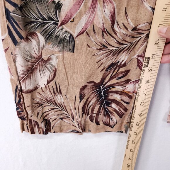 Elie Tahari 100% Linen Cropped Wide Leg Pants Size Small Tropical Beige - Picture 5 of 13